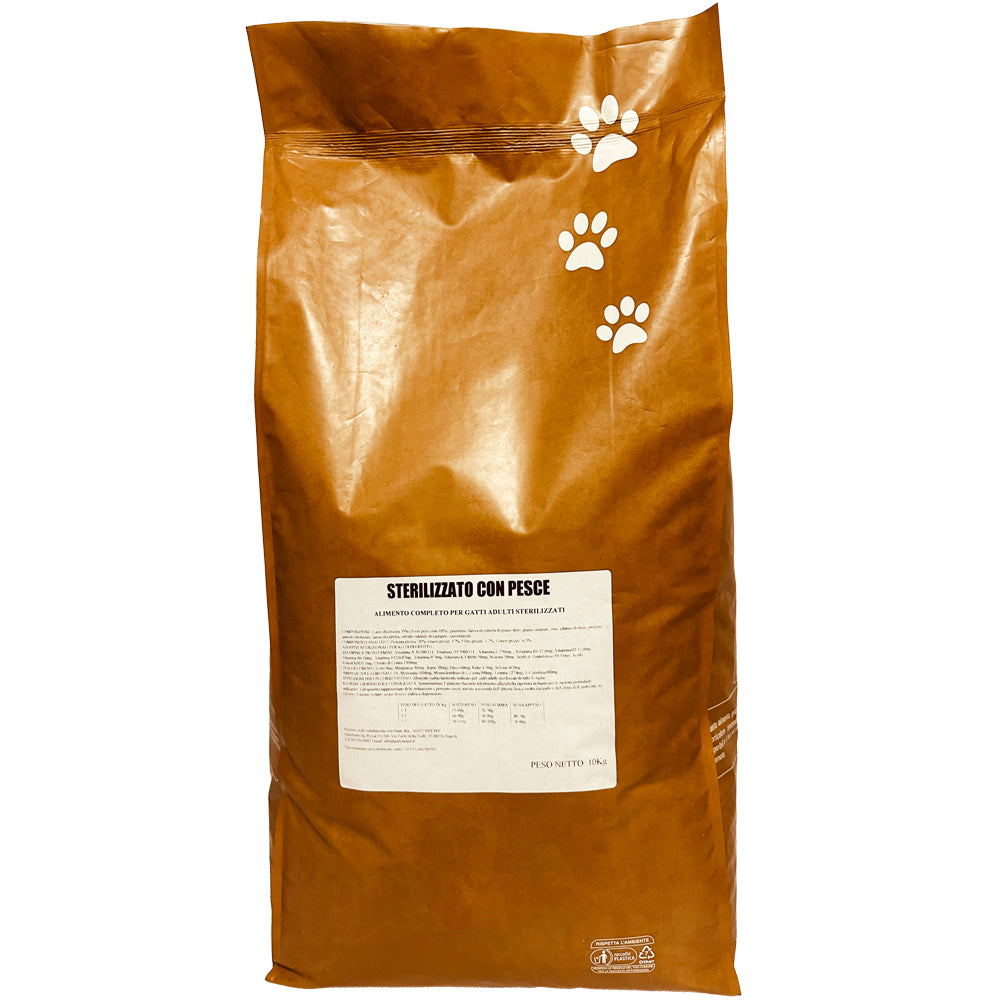 Partenopet Sterilised Cat Pesce Crocchette per Gatti Sterilizzati Naturali 10 kg - Partenopet